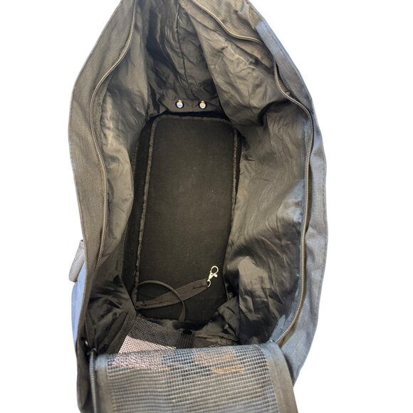 Pet Carrier Tote Navy Mesh Ends & Top Zipper Openings Cats Small Dogs - Picture 9 of 13